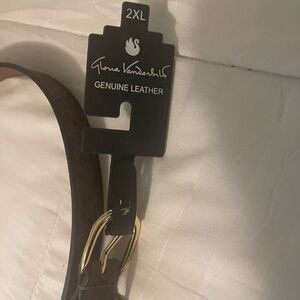 Gloria Vanderbilt Brown Leather Belt with Gold Buckle